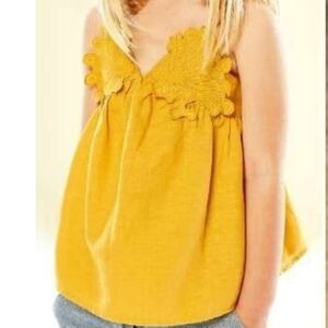 Chloé Mini Me Yellow Sleeveless Tunic Top In Cotto And Linen Sz 10